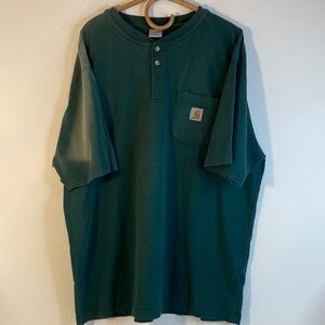 Carhartt Men's Teal Henley Pocket Tee